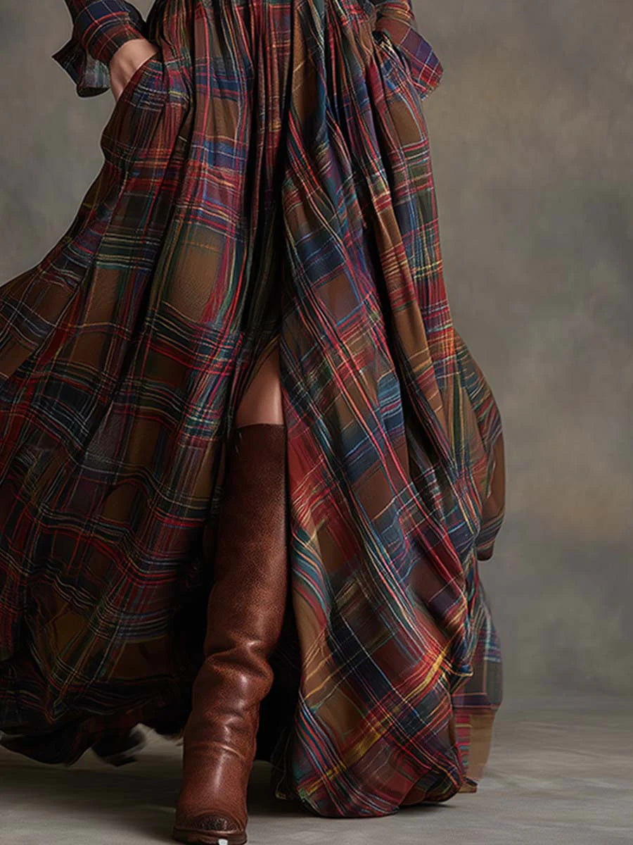 Rosalie | Robe longue à carreaux