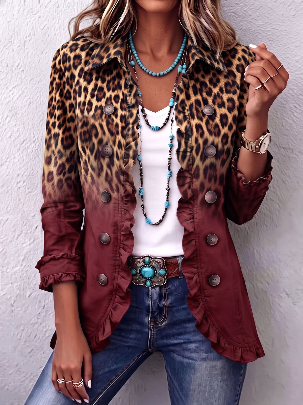Danièle | Veste Léopard à Coupe Élégante