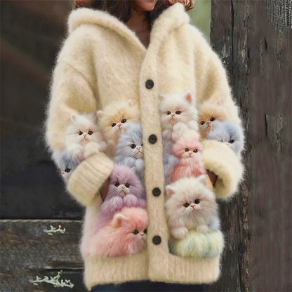 Morgane | Gilet à Capuche Motif Chats