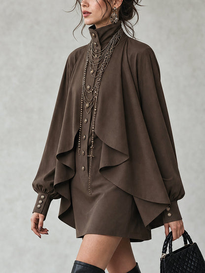 Alba | Robe chocolat à cape