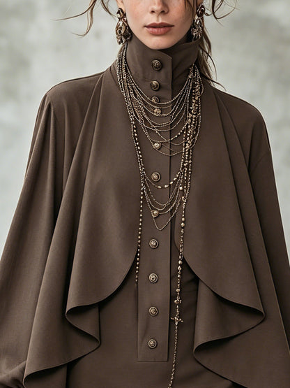Alba | Robe chocolat à cape
