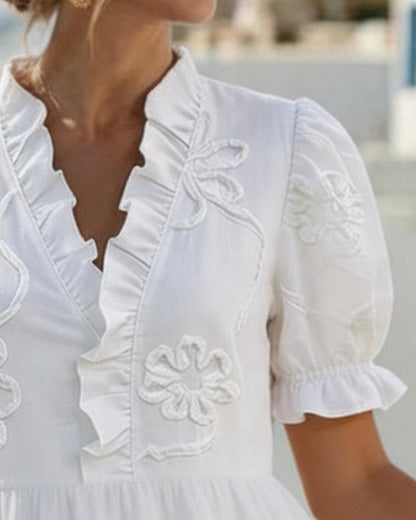 Leticia | Robe Florale à Manches Bouffantes