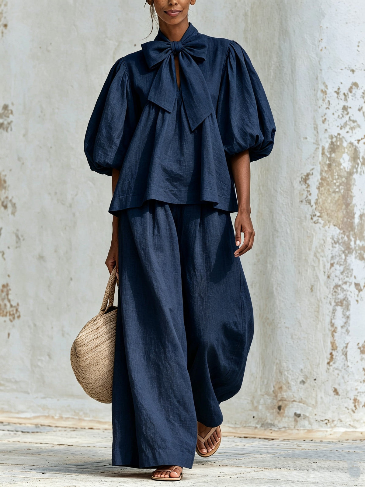 Clarisse | Ensemble à nœud et pantalon large