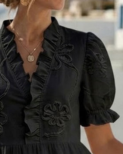 Leticia | Robe Florale à Manches Bouffantes