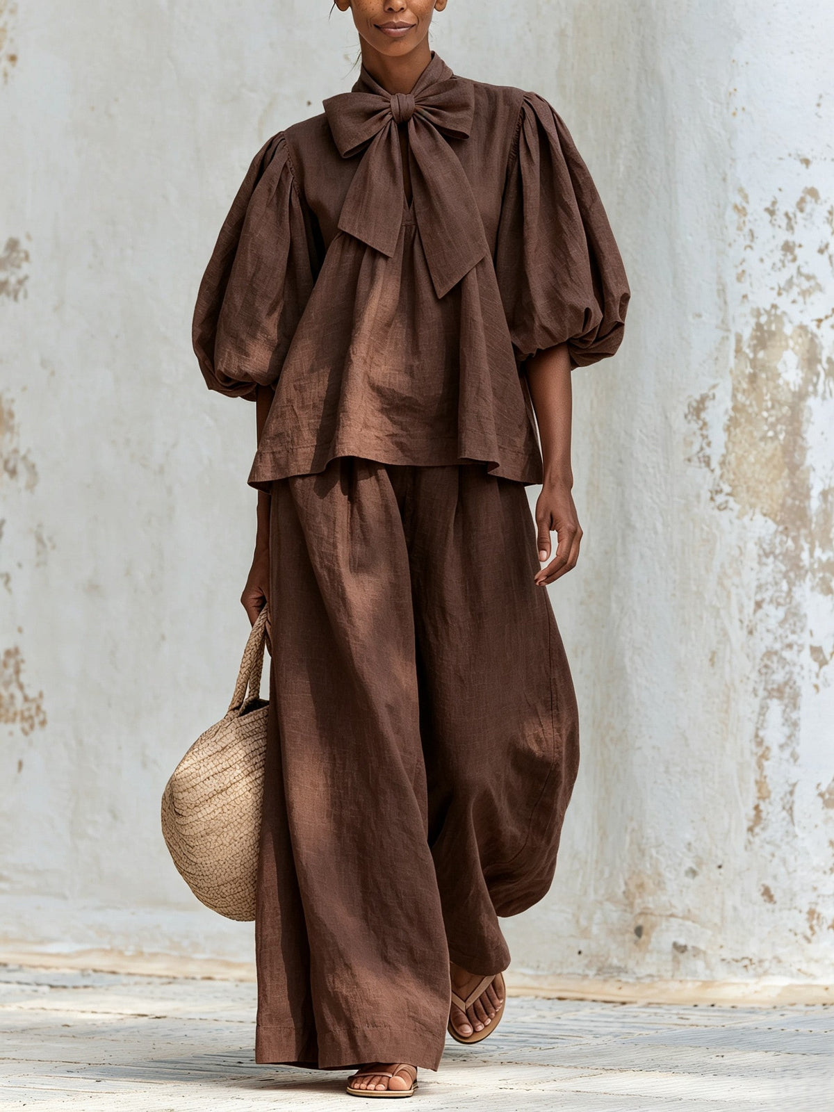 Clarisse | Ensemble à nœud et pantalon large