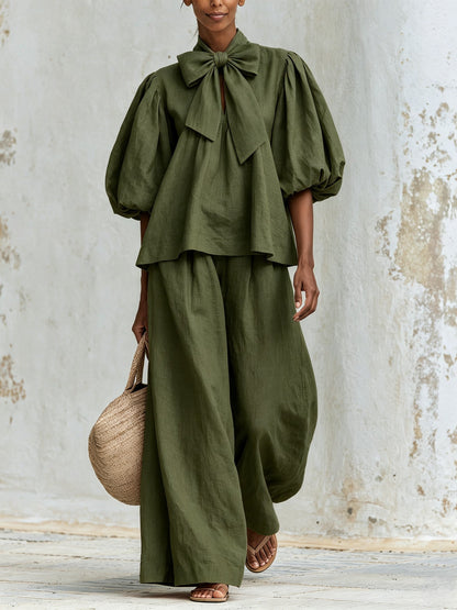Clarisse | Ensemble à nœud et pantalon large