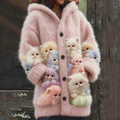Morgane | Gilet à Capuche Motif Chats