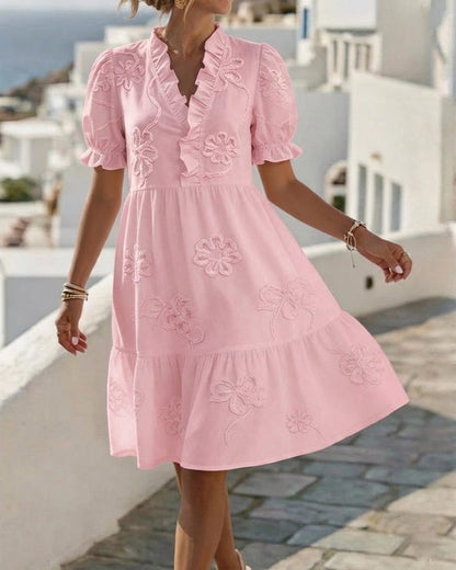 Leticia | Robe Florale à Manches Bouffantes