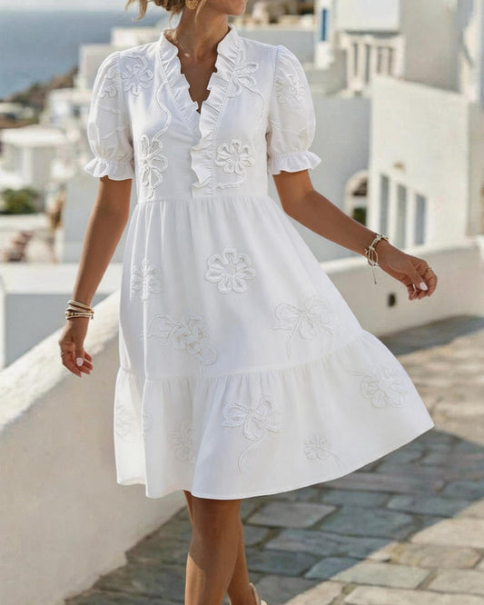 Leticia | Robe Florale à Manches Bouffantes