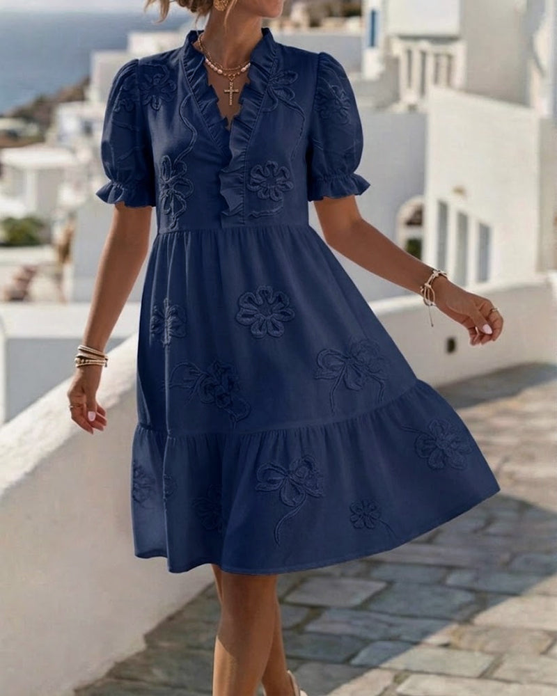 Leticia | Robe Florale à Manches Bouffantes