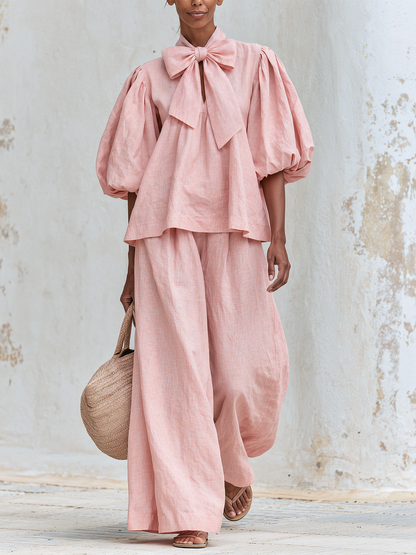 Clarisse | Ensemble à nœud et pantalon large