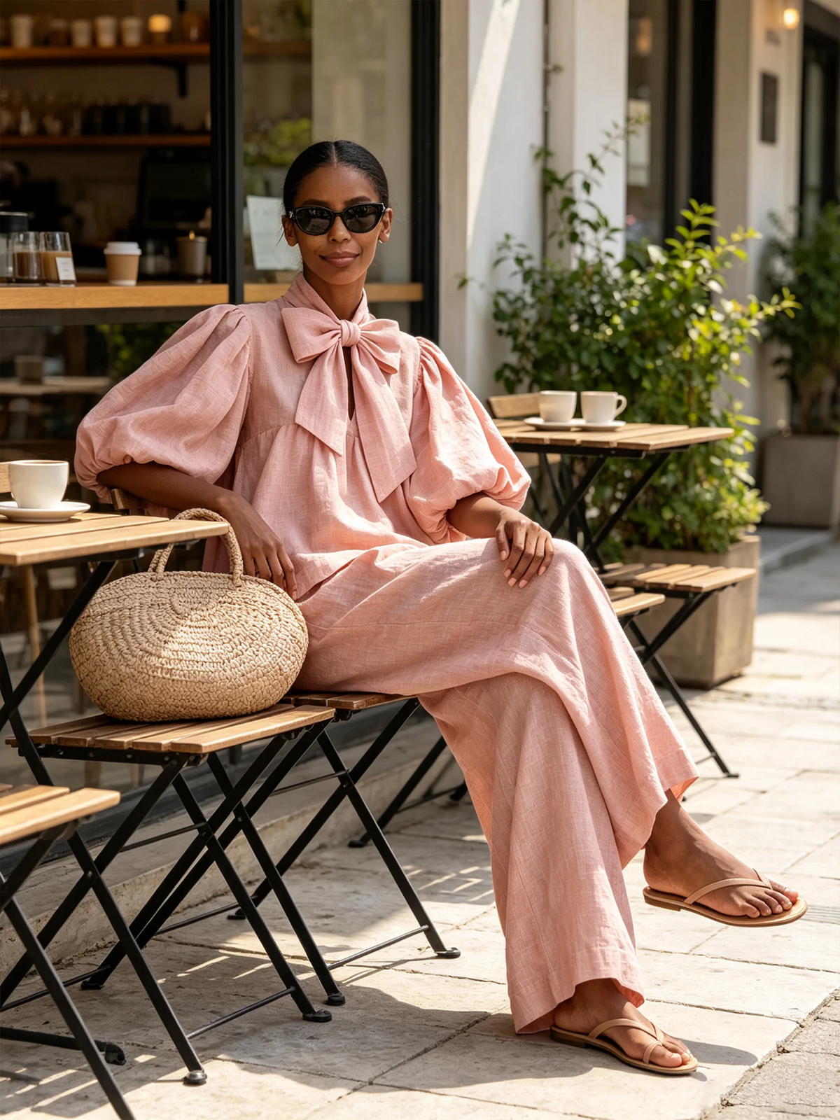 Clarisse | Ensemble à nœud et pantalon large