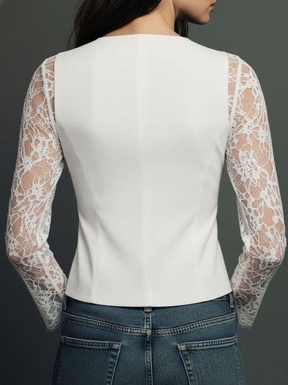 Sophie || Blazer Élégant à Manches Semi-Transparentes