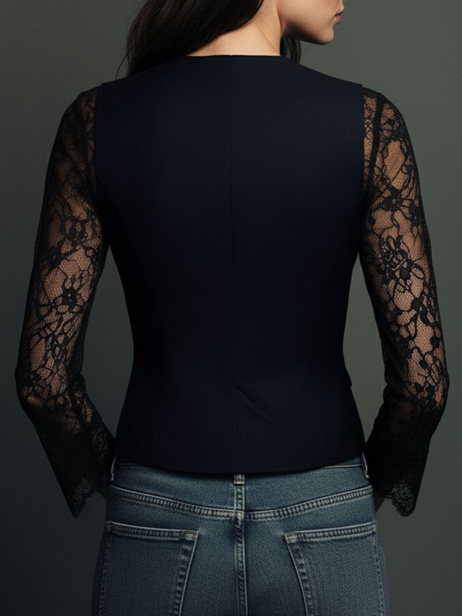 Sophie || Blazer Élégant à Manches Semi-Transparentes