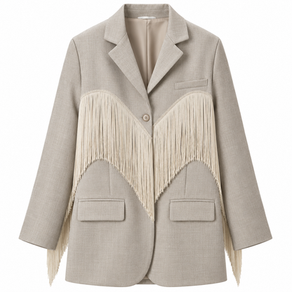 Corinne | Veste Oversize Élégante à Franges