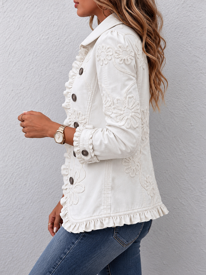 Angélique | Veste Raffinée à Détails Fleuris