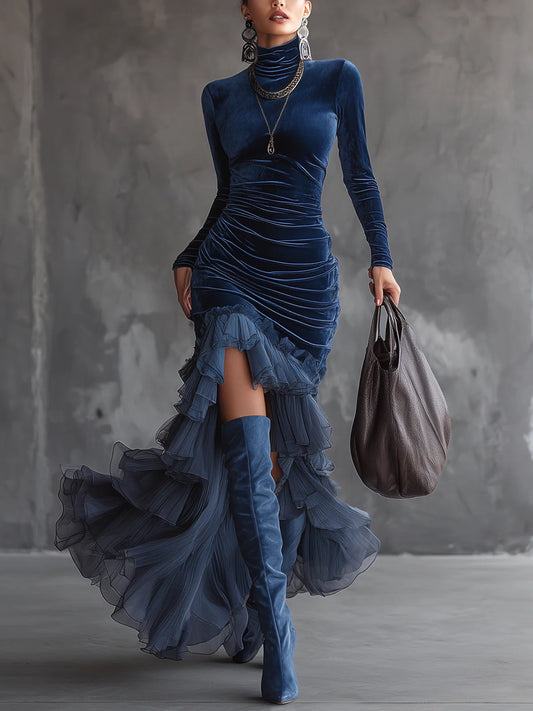 Astrid | Robe longue plissée à volants