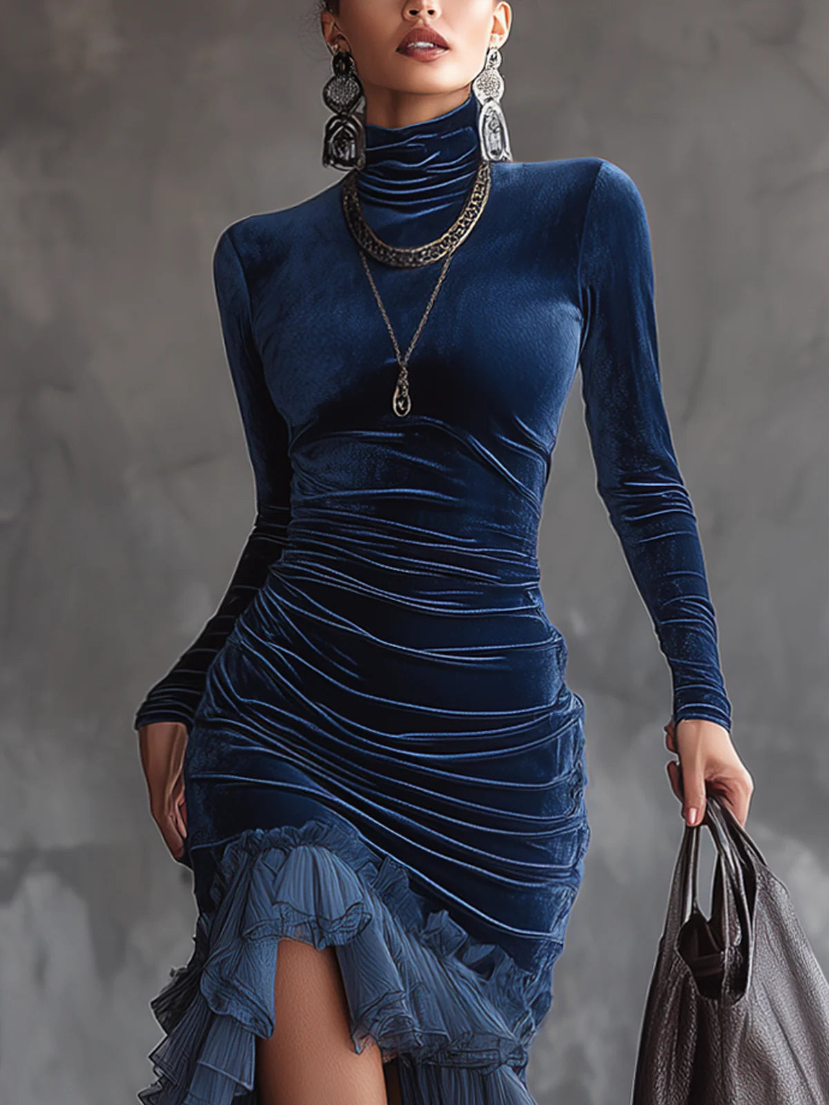 Astrid | Robe longue plissée à volants
