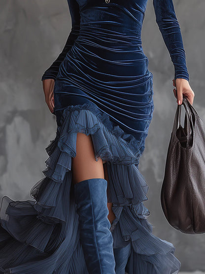 Astrid | Robe longue plissée à volants