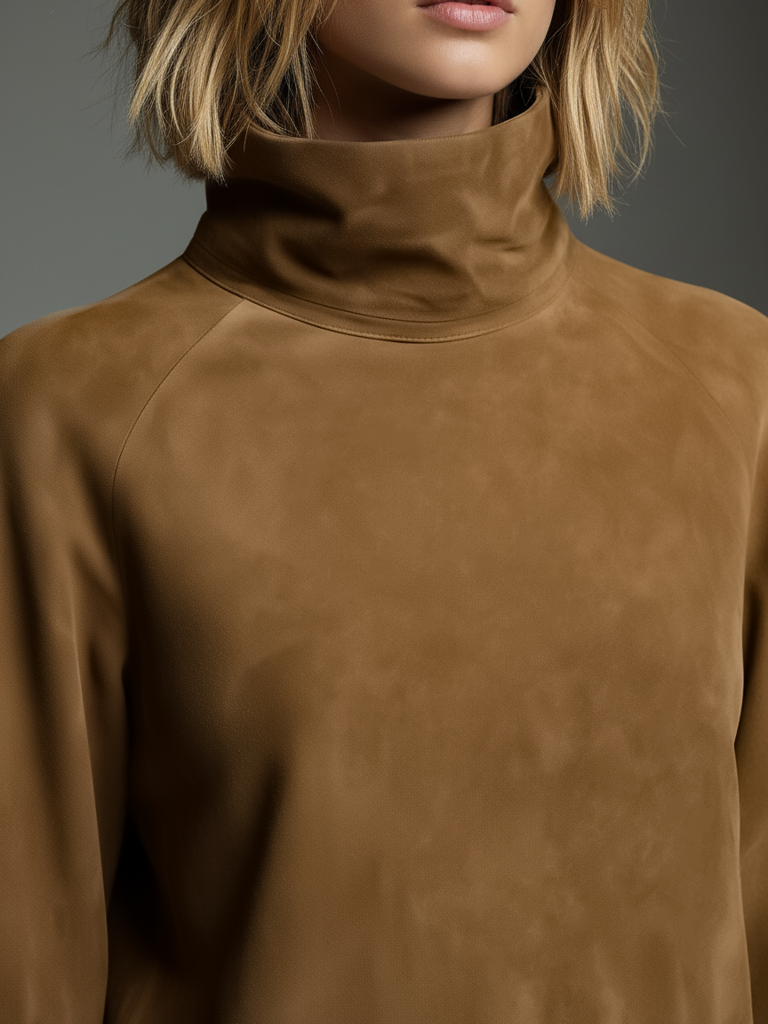 Mónica | Robe Courte à Col Haut et Coupe Fluide