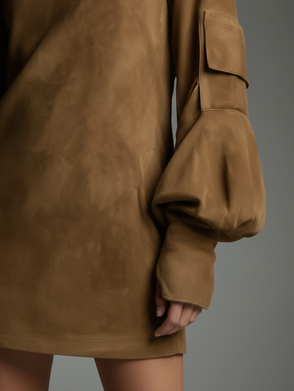 Mónica | Robe Courte à Col Haut et Coupe Fluide