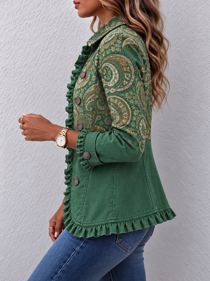 Géraldine | Veste Verte Élégante aux Détails Raffinés