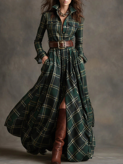 Rosalie | Robe longue à carreaux