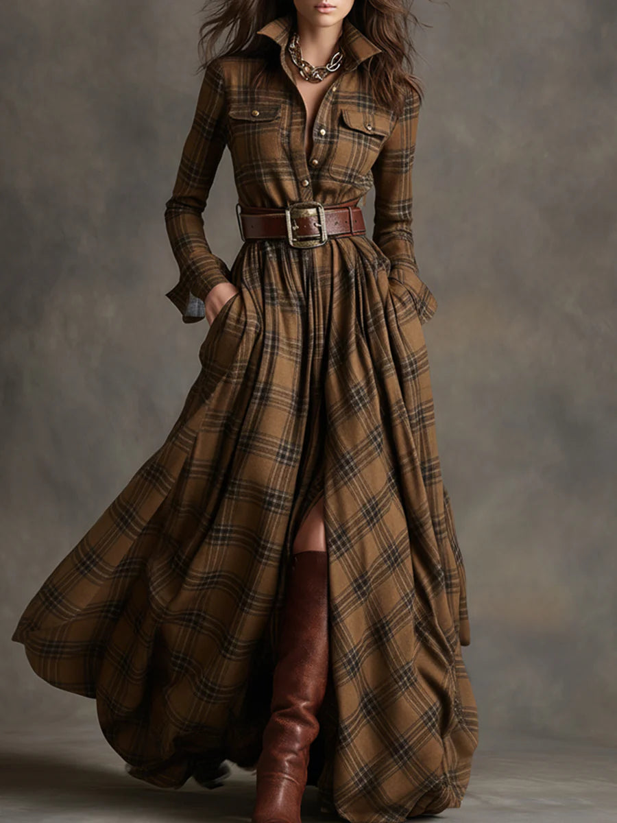 Rosalie | Robe longue à carreaux