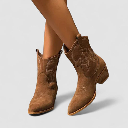 Léa | Bottines Western Brodées à Talon