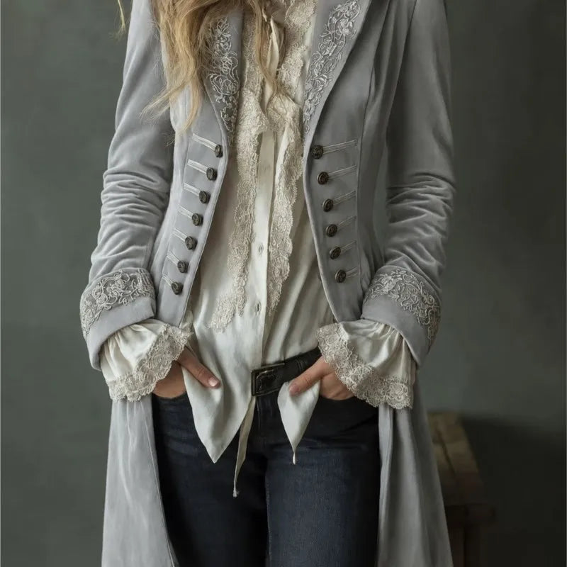 Odette | Veste Longue Brodée Élégante