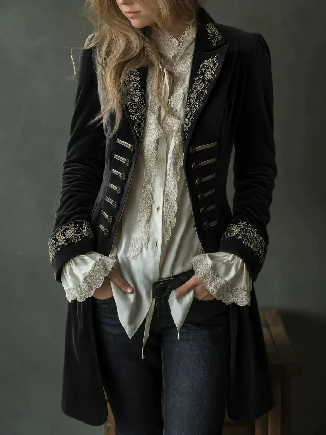 Odette | Veste Longue Brodée Élégante