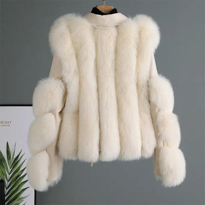 Thaïs | Veste Élégante Effet Cuir & Fourrure
