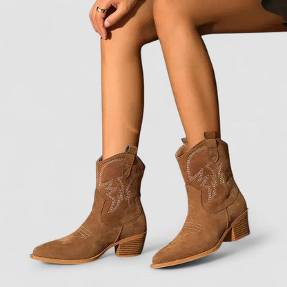 Léa | Bottines Western Brodées à Talon