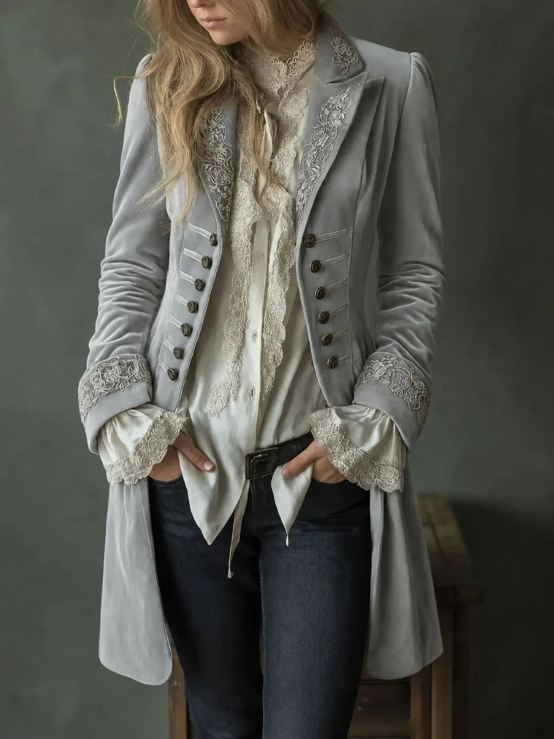 Odette | Veste Longue Brodée Élégante