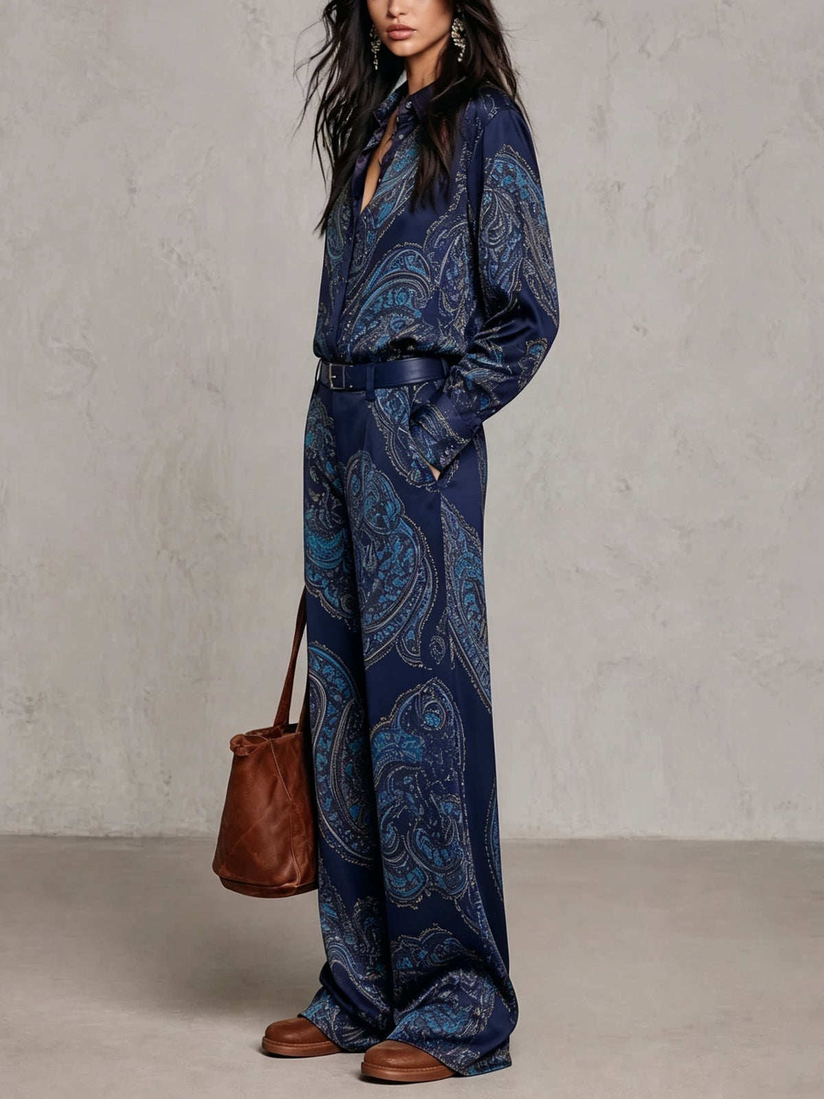 Cassandre | Ensemble imprimé à chemise et pantalon large