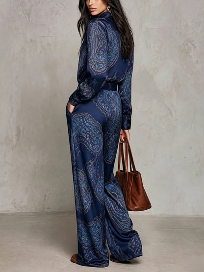 Cassandre | Ensemble imprimé à chemise et pantalon large