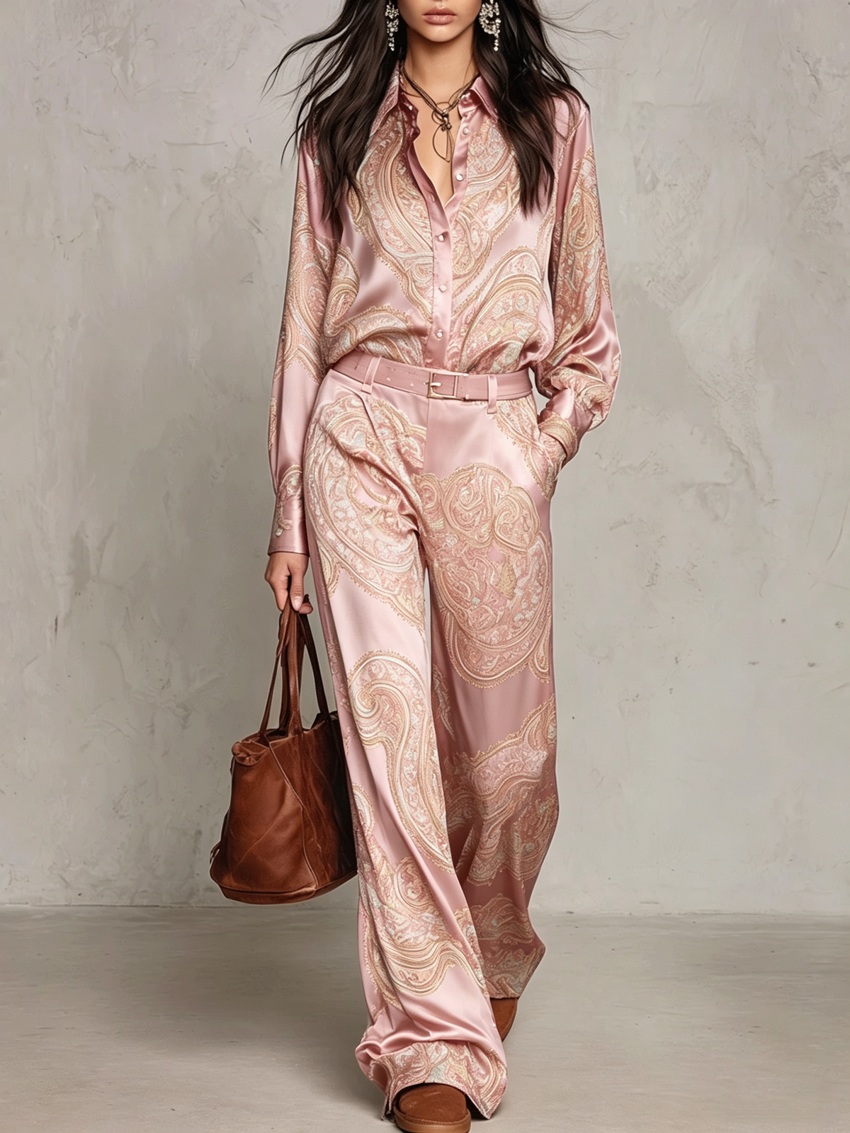 Cassandre | Ensemble imprimé à chemise et pantalon large