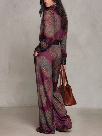Cassandre | Ensemble imprimé à chemise et pantalon large