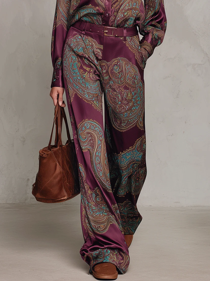 Cassandre | Ensemble imprimé à chemise et pantalon large