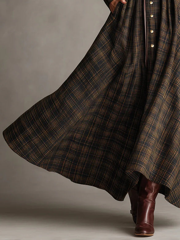 Mariette | Robe longue chemise à carreaux