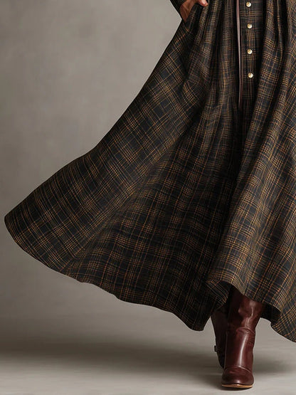 Mariette | Robe longue chemise à carreaux