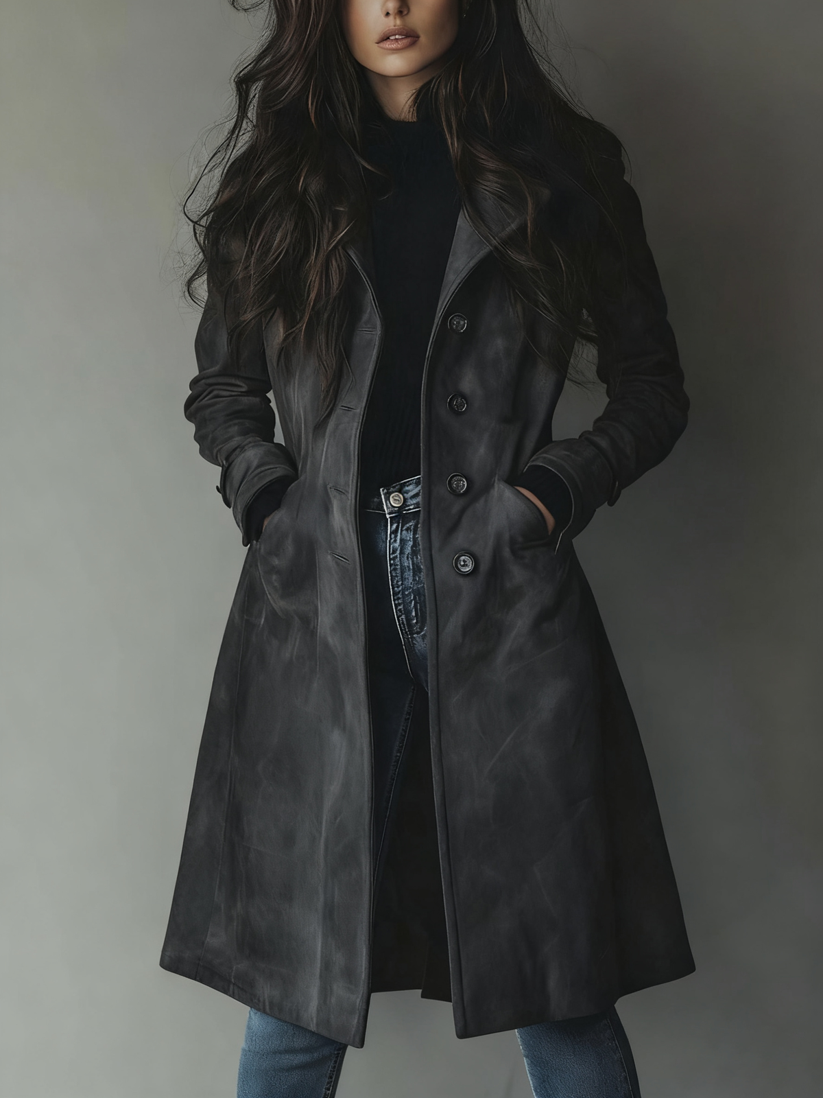 Héloïse || Trench Vintage en Daim