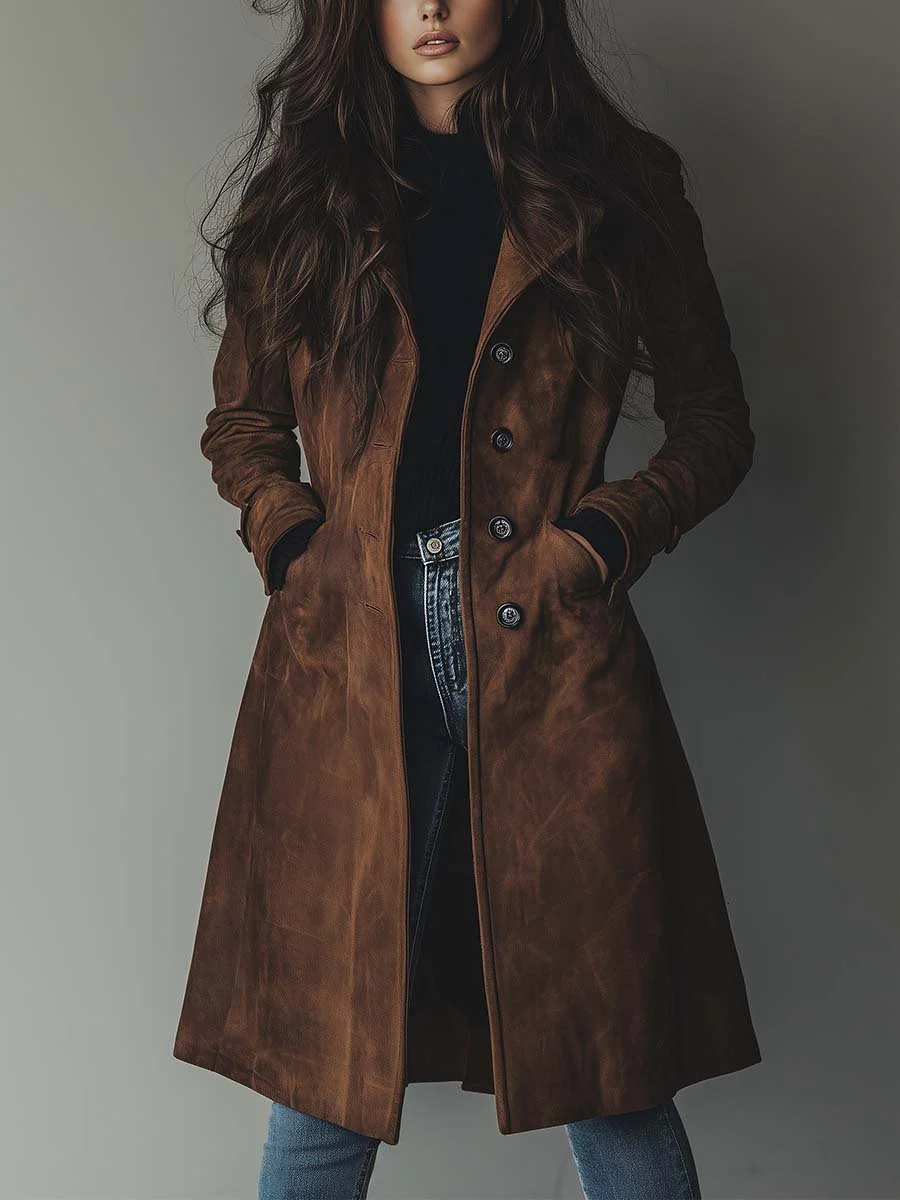 Héloïse || Trench Vintage en Daim