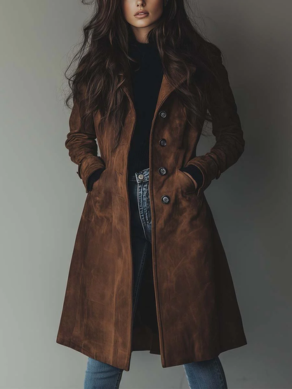 Héloïse || Trench Vintage en Daim