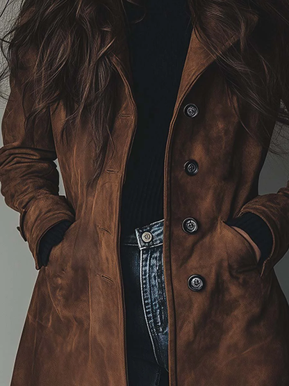 Héloïse || Trench Vintage en Daim