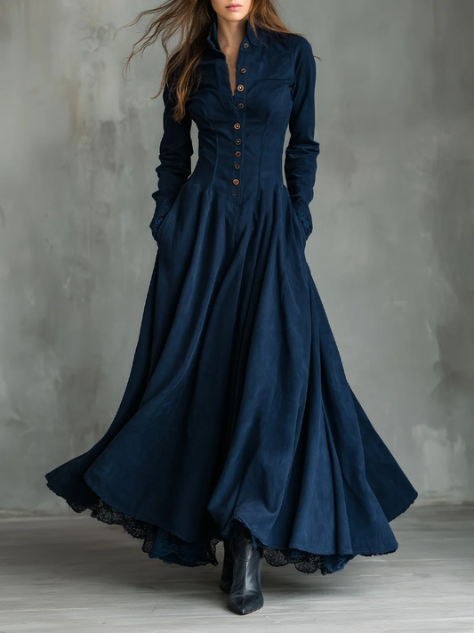 Béatrice | Robe longue à col chemise