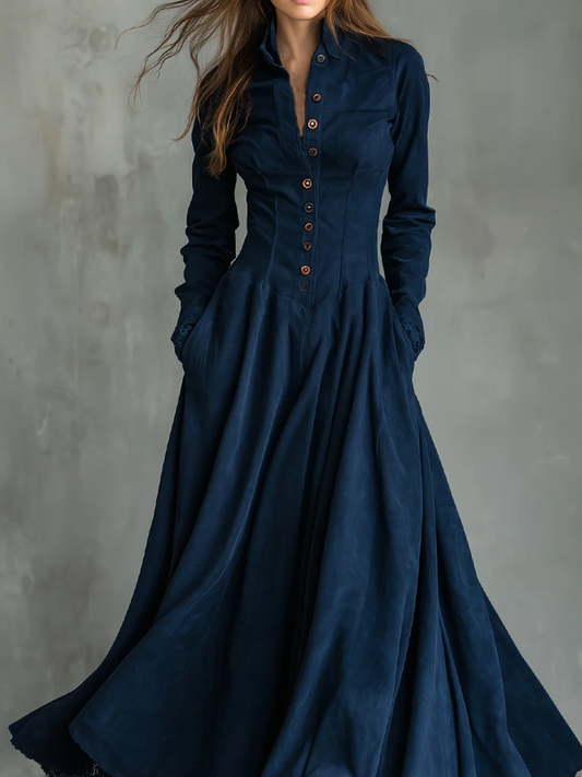 Béatrice | Robe longue à col chemise