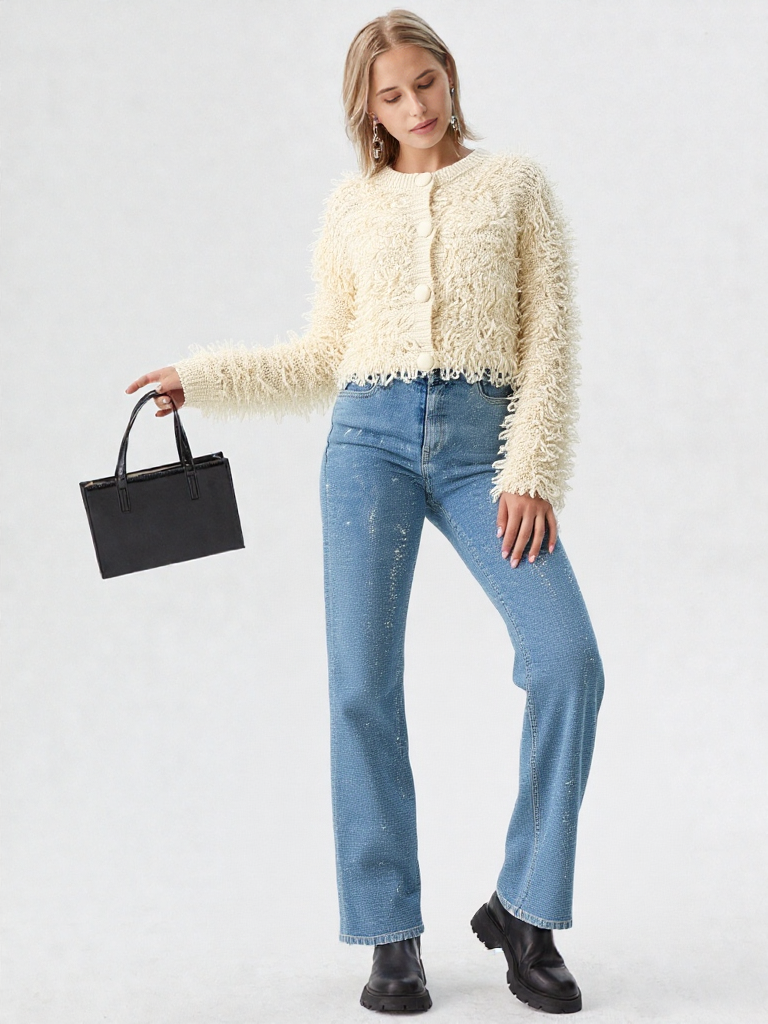 Amélie | Cardigan Élégant à Franges