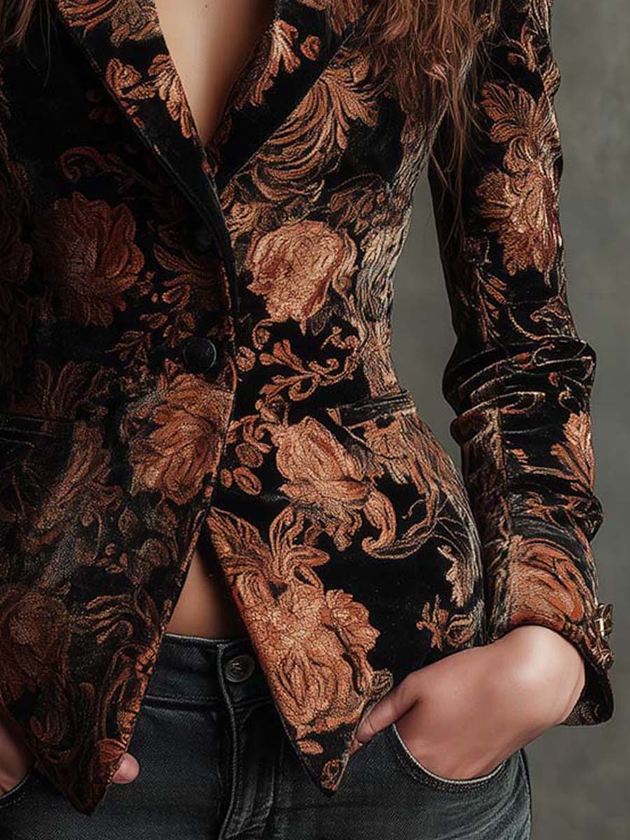 Laure | Blazer Élégant aux Détails Floraux