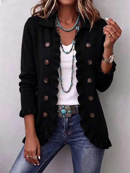 Claudette | Veste Noire Chic à Finitions Raffinées